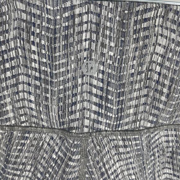 Lululemon Wunder Under HR 21" Luon Arrow Jacquard Battleship Silver Spoon Size 4 - Picture 8 of 11